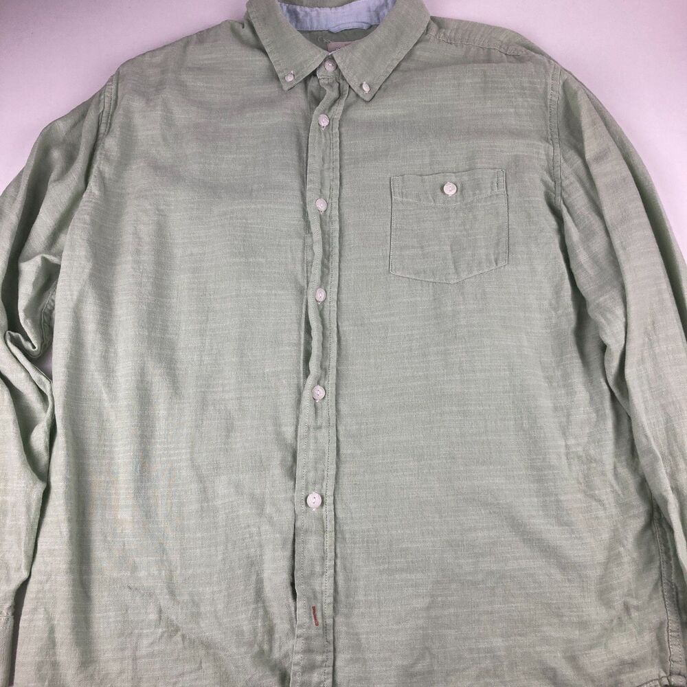 Weatherproof Vintage Shirt Mens XL Green Country Twill Long Sleeve Button Down